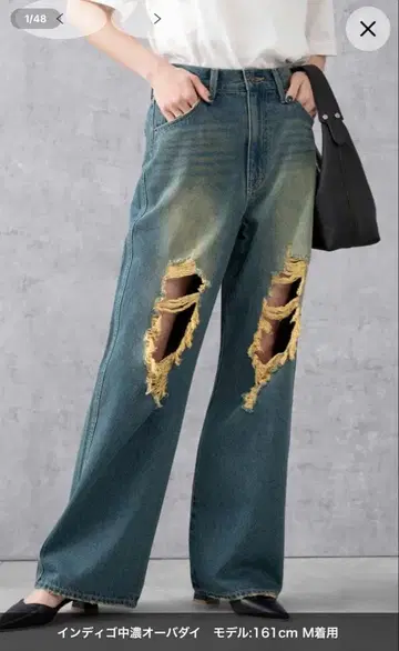 WEGO 빈티지 워시 데미지 데님 팬츠