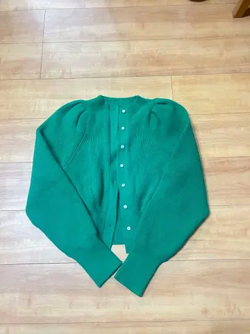 그린 리브 편직 가디건