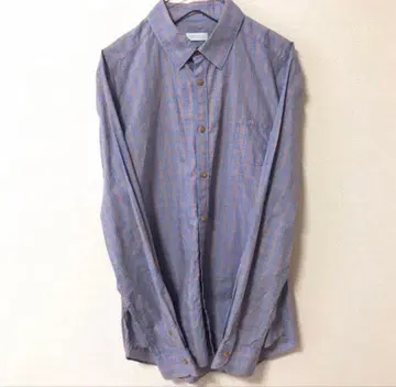 긴팔 체크 셔츠 파랑과 오렌지