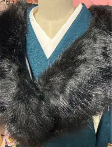 새상품 퍼 숄 블랙 성인식 후리소데 졸업식 피로연 결혼식 블랙 숄