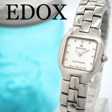 591 EDOX 시계 스퀘어 화이트 쉘 여성용 스퀘어