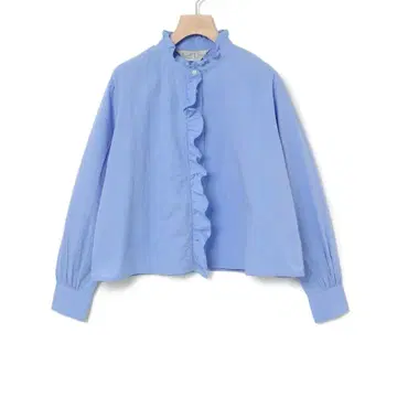 [ MidiUmi ] 프릴 숏 셔츠 색스 블루