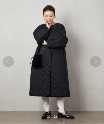 퀼팅 노카라 롱 코트 프릭스스토어