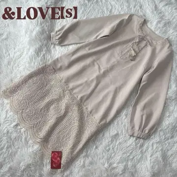 안 드 러브 베이지 레이스 장식 긴팔 원피스