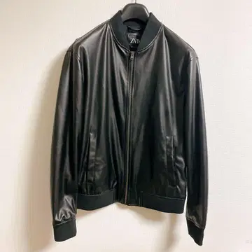 ZARA 자라 코팅 인조 가죽 봄버 자켓 바시티 자켓 M