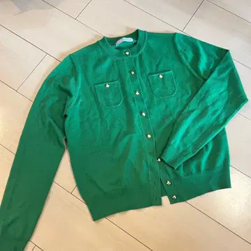 그린 니트 가디건 골드 버튼 포함