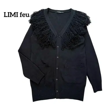 LIMI feu 프린지 디자인 캐시미어 혼방 롱 가디건 블랙