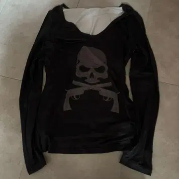 y2k 그런지 스컬 헤이세이 갸루 펑크 락 영문 V넥 시크 스타일