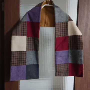 SHIPS 머플러 스톨 패치워크 트위드 코듀로이 영국제