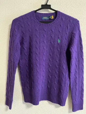 POLO 퍼플 케이블 니트 스웨터 긴팔
