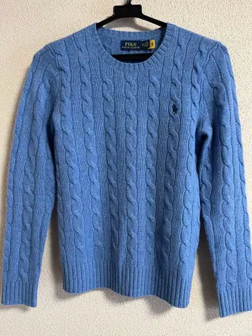 POLO 라이트 블루 케이블 니트 스웨터