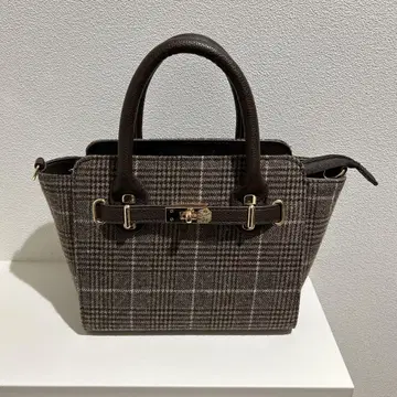 글렌체크 패턴 핸드백 브라운 계열