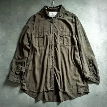 y2k goa 린넨 블렌드 긴팔 셔츠 카키 2way 카슈쿨