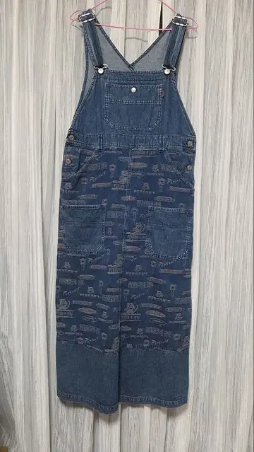 PERSON'S 데님 롱 오버롤 스커트