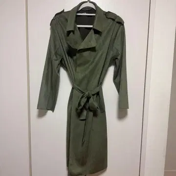 ZARA 올리브 그린 롱 코트 벨트 포함