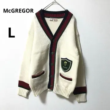 McGREGOR 울 100% 칼리지 니트 L 자수 패치 새상품급