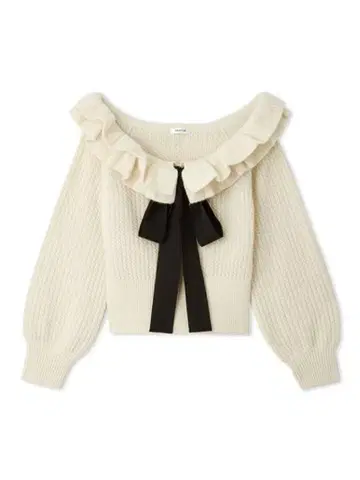 오프숄더 프릴 니트 스웨터