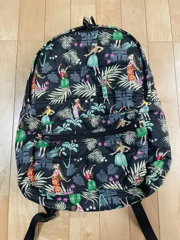 플라하와이 하와이안 프린트/플라걸 패턴 백팩 블랙