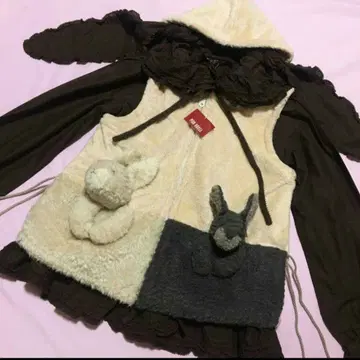 PINK HOUSE 핑크하우스 토끼 봉제 인형 보아 베스트 아이보리