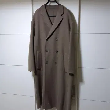 UNITED TOKYO 브라운 베이지 더블 브레스트 롱 체스터 코트
