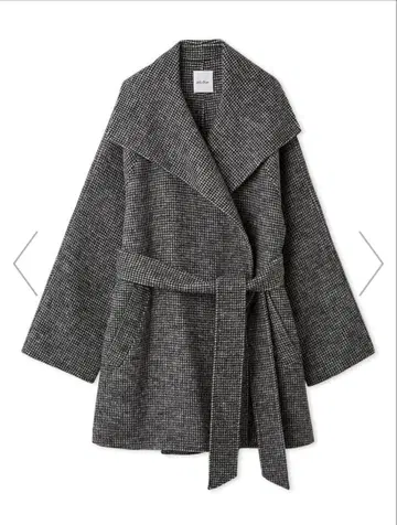 Mila Owen 공 벨트 포함 빅 칼라 미디 기장 코트 0