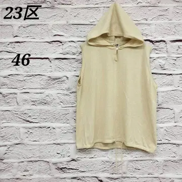 23KU [ 46 ] 빅 사이즈 스키퍼 후드 니트 베스트 슬리브리스