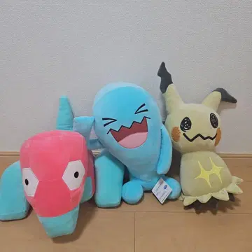 포켓몬스터 봉제 인형 3체 쏘드라 폴리곤 미미큐