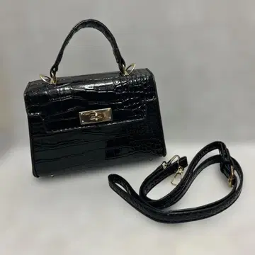 [ 새상품급 ] 크로커다일풍 블랙 핸드백 숄더백 다기능