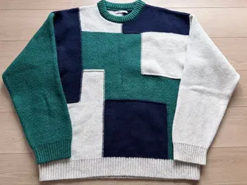 ZARA 남성용 패치워크 니트 스웨터 XL