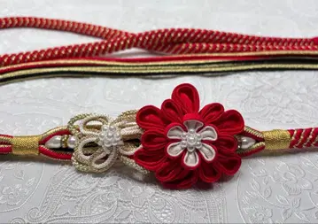 b-071 순수 실크 허리띠 후리소데 성인식 장식 매듭 츠마미세이카 꽃