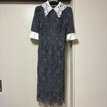 LEJA-꽃무늬 레이스 스칼라 스팽글 A라인 원피스 드레스