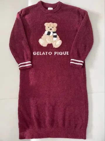 [ 완판 레어 ] 젤라또피케 파우더 모티브 드레스 원피스 곰 베어 빨간색