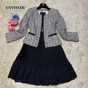 언타이틀 트위드 자켓 플리츠 스커트 세레모니 수트 XL 상당