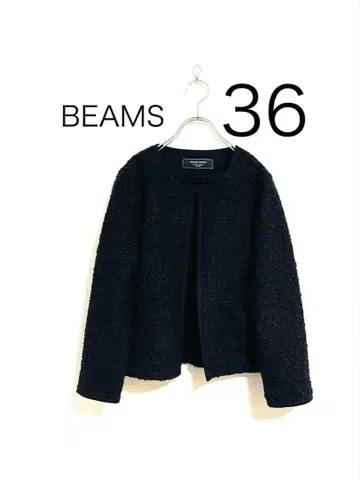 BEAMS 보아 노카라 자켓풍 가디건 블랙 36