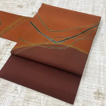 순수 실크 9치 나고야 오비 크레이프 원단 금채