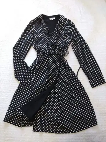 Otto 오토 랩 원피스 카슈쿨 허리 리본 도트 무늬