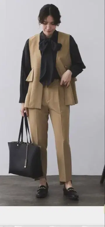 프릴 페플럼 베스트 팬츠 셋업 카멜 시치고산 졸업식 입학식