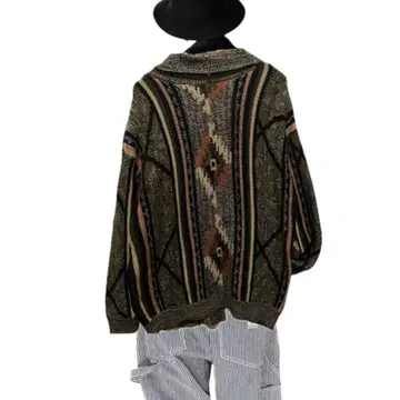 90s 새상품급 L.T.S 55/45 오르테가 3D 카우친 가디건 개성파