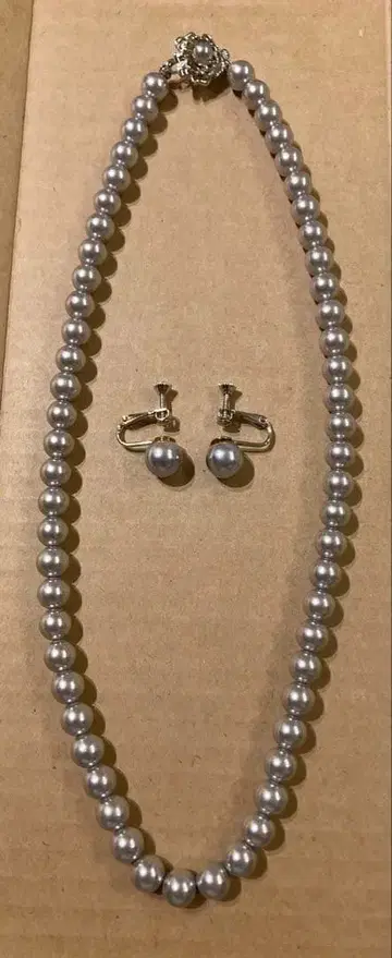 실버 펄 목걸이 귀걸이 세트