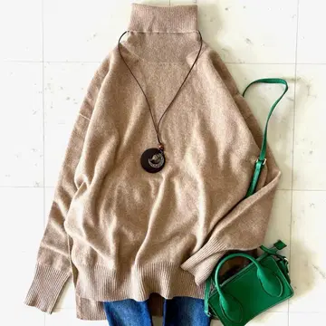 새상품급 스픽 앤 스팬 퓨어 캐시미어 터틀넥 풀오버 브라운