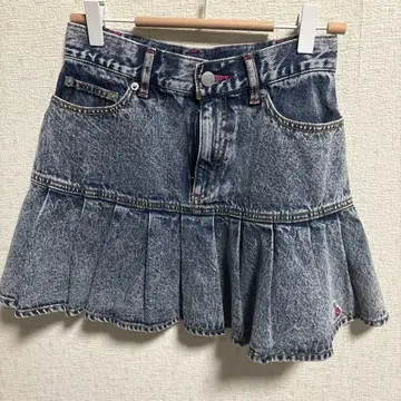 데님 플리츠 미니 스커트
