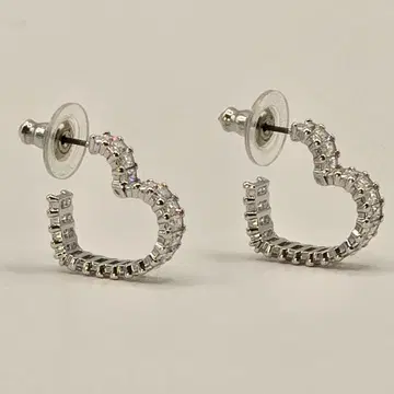 SWAROVSKI 하트 후프 귀걸이 크리스탈 로듐 실버 새상품급