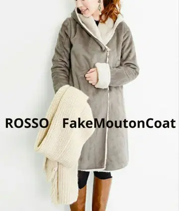 ROSSO 후드 부착 페이크 무스탕 코트