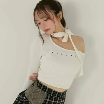 ANDMARY Nana ribbon oneshoulder tops