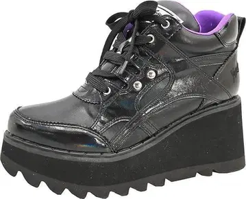 신고 편한 23cm YOSUKE 웨지 스니커즈 홀로 에나멜 블랙