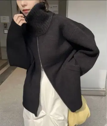 W 페이스 리브 컬러 하프 코트