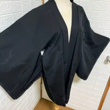 새상품 순수 실크 겉옷 홑겹 문양 블랙 구름 문양