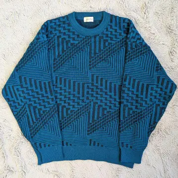 크루넥 스웨터 디자인 니트 Vintage 니트 올 패턴 기하학 패턴