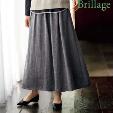 생협 스크롤 브리아쥬 린넨 스커트 플레어 롱 린넨 멜란지 그레이