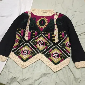 레어. 빈티지. 입체 편직. 예쁜. 스웨터.